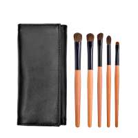 High quality 5pcs horse hair eye shadow brush eye makeup brush set wood color beginner simple portable makeup brush set